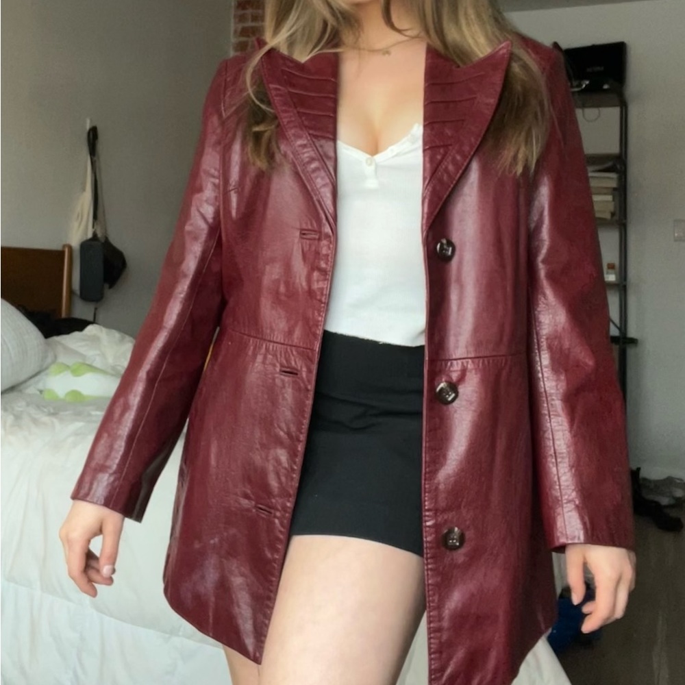 Vintage Red leather coat